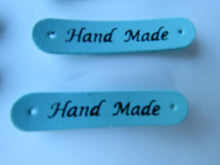 Load image into Gallery viewer, 10 Teal Blue Hand Made PU Leather labels 50x10mm