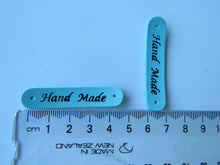 Load image into Gallery viewer, 10 Teal Blue Hand Made PU Leather labels 50x10mm