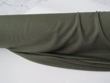Load image into Gallery viewer, 1m Woodland Olive 230g 100% merino looped back sweatshirt fabric Xtra wide 195cm
