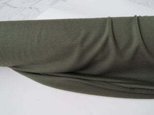 1m Woodland Olive 230g 100% merino looped back sweatshirt fabric Xtra wide 195cm