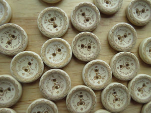 12 Scissors with stars and Handmade with love wood look 20mm buttons