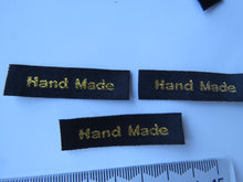 Load image into Gallery viewer, 10 Black with Gold Handmade labels 45mm x 10mm