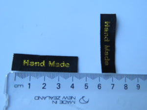 50 Black with Gold Handmade labels 45mm x 10mm