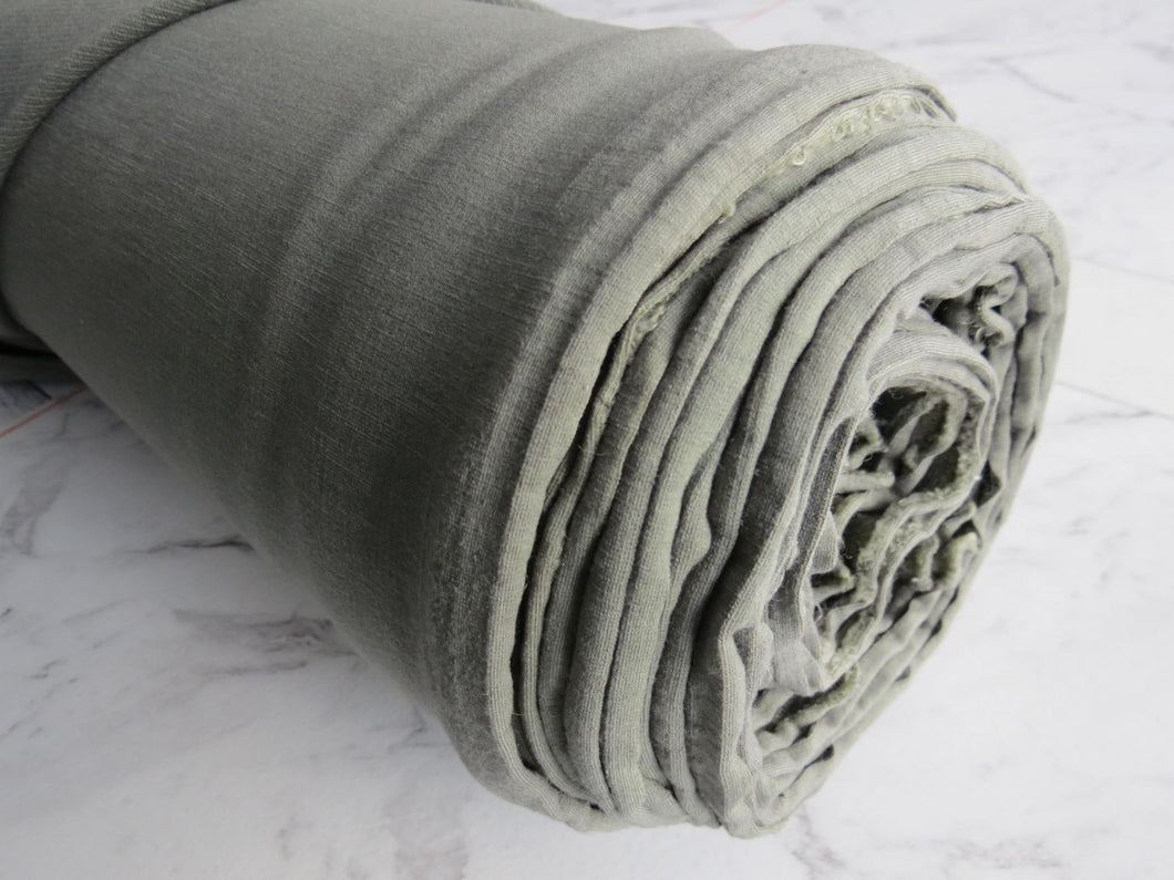 1.5m Stonewall Grey 43% Merino 44% Tencil 6% elastane 7% Nylon Sweatshirting 260g 175cm wide- precut