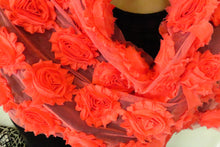 Load image into Gallery viewer, 5 Coral Shabby Chic Large Flowers 50-60mm wide on mesh backing