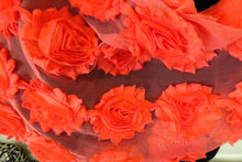 Load image into Gallery viewer, 4 Coral Shabby Chic Large Flowers 50-60mm wide on mesh backing