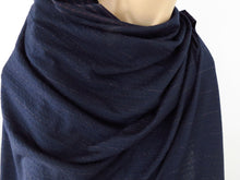 Load image into Gallery viewer, 1m Plimco Navy Pink Stripe Star Eyelet 98.7% Merino 1.3% nylon 150g