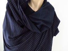 Load image into Gallery viewer, 1m Plimco Navy Pink Stripe Star Eyelet 98.7% Merino 1.3% nylon 150g