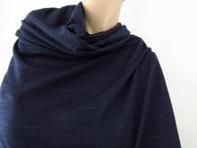 Load image into Gallery viewer, 1m Plimco Navy Pink Stripe Star Eyelet 98.7% Merino 1.3% nylon 150g