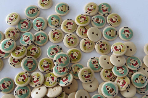 10 Santa Buttons 15mm