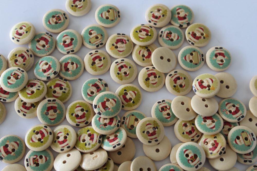 20 Santa Buttons 15mm