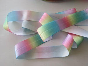 1m Variegated Pastel Rainbow Colours Wider 22mm FOE FoldOver Elastic