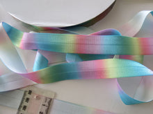 Load image into Gallery viewer, 1m Variegated Pastel Rainbow Colours Wider 25mm FOE FoldOver Elastic