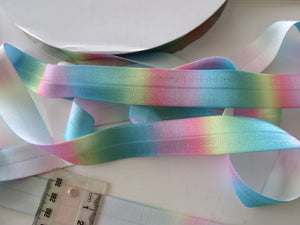 1m Variegated Pastel Rainbow Colours Wider 22mm FOE FoldOver Elastic