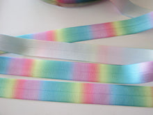 Load image into Gallery viewer, 1m Variegated Pastel Rainbow Colours Wider 22mm FOE FoldOver Elastic