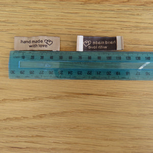 10 Brown "Hand Made with Love" Labels 48 x 15mm