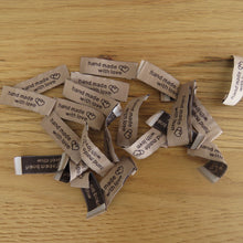 Load image into Gallery viewer, 10 Brown &quot;Hand Made with Love&quot; Labels 48 x 15mm
