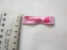 Load image into Gallery viewer, 9 Pink Handmade Labels with Owl 60 x 15mm