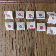 Load image into Gallery viewer, 14 Knitting Needles in ball of Wool Handmade Cotton Labels 2 x 2cm