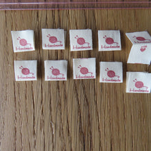 Load image into Gallery viewer, 25 Knitting Needles in ball of Wool Handmade Cotton Labels 2 x 2cm