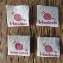 Load image into Gallery viewer, 14 Knitting Needles in ball of Wool Handmade Cotton Labels 2 x 2cm