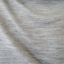 Load image into Gallery viewer, 1.5m Blaketone Beige Grey Thin Stripes 100% merino jersey knit 170g 175cm wide- precut pieces only