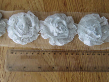 Load image into Gallery viewer, 6 Silver Sparkle Shabby Chic Flowers 50mm diameter