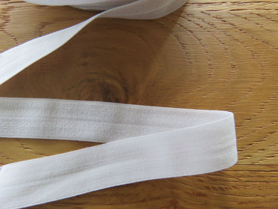 10m White 20mm wide Fold over elastic FOE Foldover White