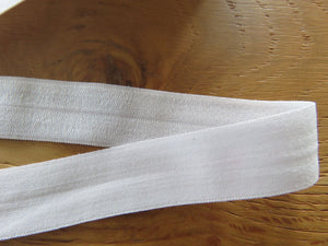 10m White 20mm wide Fold over elastic FOE Foldover White