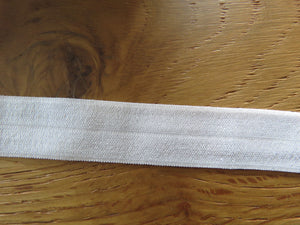10m White 20mm wide Fold over elastic FOE Foldover White