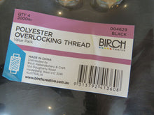 Load image into Gallery viewer, 4 Reels Black Polyester Overlocker Serger Thread- 2000m per reel
