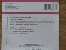 Load image into Gallery viewer, 10 Ball Point Machine Needles 70, 80, 90 and 100- Birch Creative