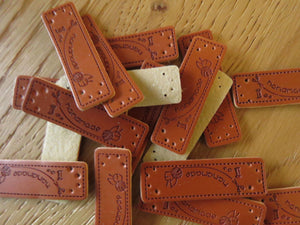 10 Wool, Scissors thread handmade PU Leather labels