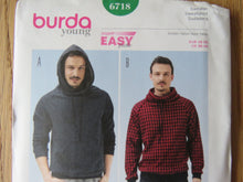 Load image into Gallery viewer, Burda 6718 Mens Hoodie Sweatshirt pattern with hood or without