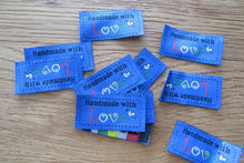 Load image into Gallery viewer, 25 Blue Handmade with Love 4.5 x 2.5cm Labels