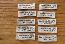 Load image into Gallery viewer, 100 White Handmade With Love and Heart Labels 45 x 15mm