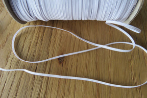 1m White elastic  Width 3mm- use for facemasks, crafts, sewing.