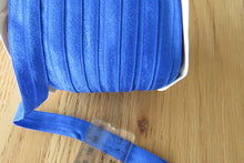 Load image into Gallery viewer, 5m Royal Blue stretch satin finish fold over foldover elastic 15mm wide 5m