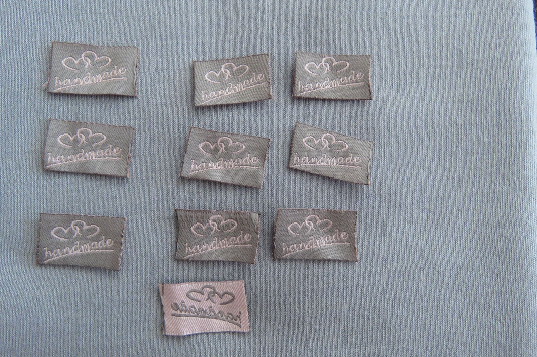 20 Grey with Pink Handmade Labels.