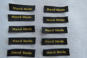 10 Black with Gold Handmade labels 45mm x 10mm