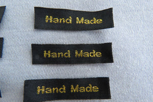 10 Black with Gold Handmade labels 45mm x 10mm