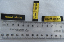 Load image into Gallery viewer, 10 Black with Gold Handmade labels 45mm x 10mm