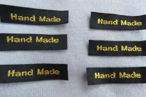10 Black with Gold Handmade labels 45mm x 10mm