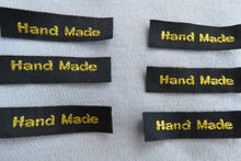 Load image into Gallery viewer, 50 Black with Gold Handmade labels 45mm x 10mm