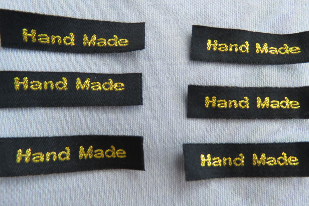 50 Black with Gold Handmade labels 45mm x 10mm