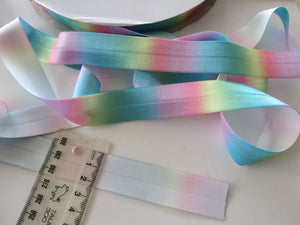 5m Variegated Pastel Rainbow Colours 25mm FOE Fold Over Elastic Waistbands