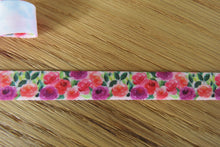 Load image into Gallery viewer, 4.8m Pink Roses FOE Fold Over Foldover Elastic 15mm- use for facemasks