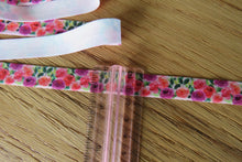 Load image into Gallery viewer, 4.8m Pink Roses FOE Fold Over Foldover Elastic 15mm- use for facemasks