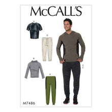 Load image into Gallery viewer, McCalls M7486 Men&#39;s Tshirt, trackpants, top or sweatshirt for knit fabrics XL to XXL